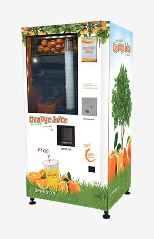 Máquina expendedora automática de jugo de naranja exprimido en Singapur y Vietnam